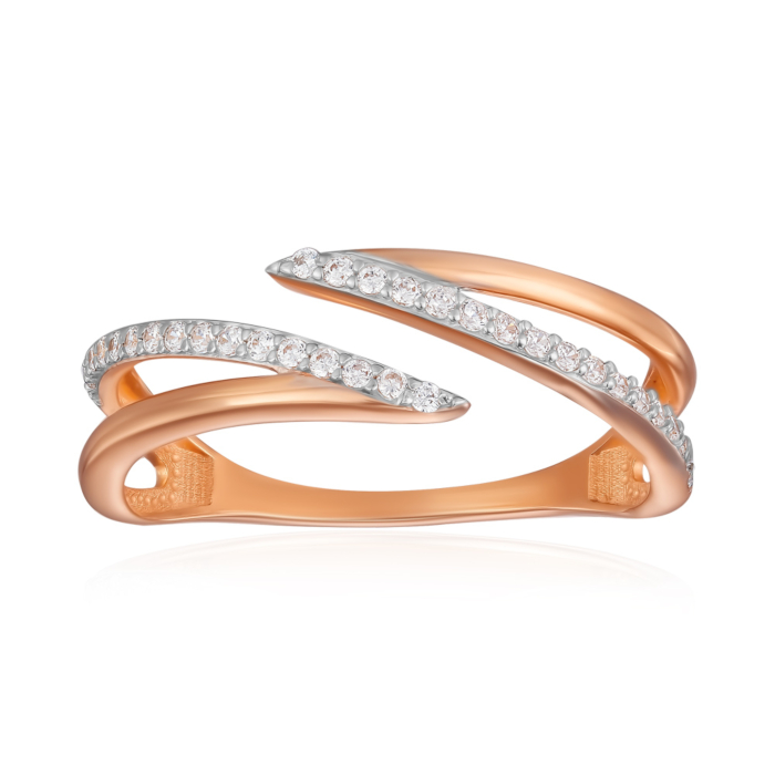 Золотое кольцо с фианитами. Артикул 18589/01/1/1