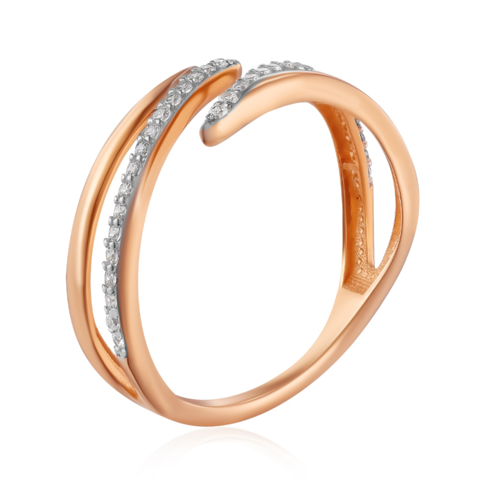 Золотое кольцо с фианитами. Артикул 18589/01/1/1