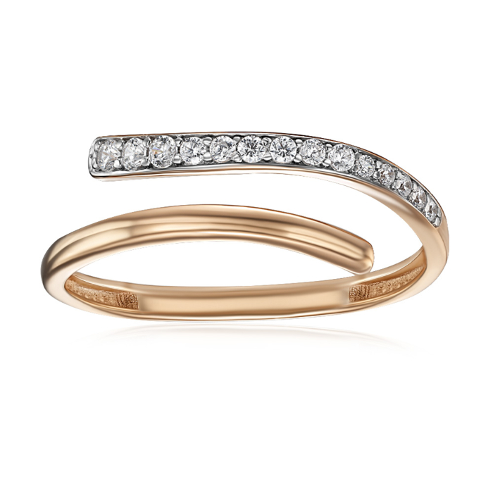 Золотое кольцо с фианитами. Артикул 18593/01/1/75