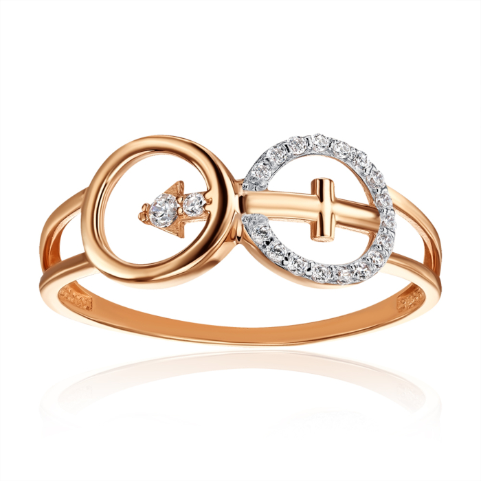 Золотое кольцо с фианитами. Артикул 18618/01/1/350