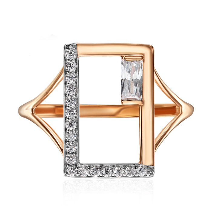 Золотое кольцо с фианитами. Артикул 18633/01/1/4314