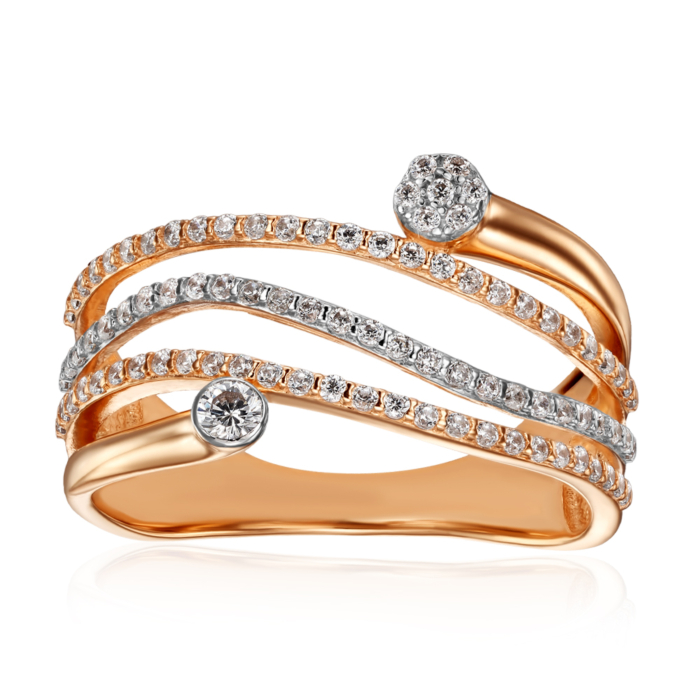 Золота каблучка з фіанітами. Артикул 18641/01/1/47