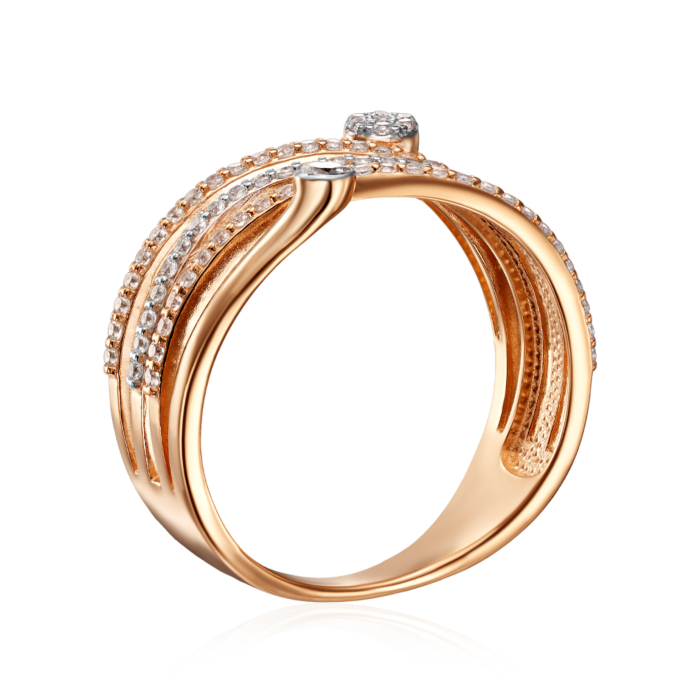 Золота каблучка з фіанітами. Артикул 18641/01/1/47
