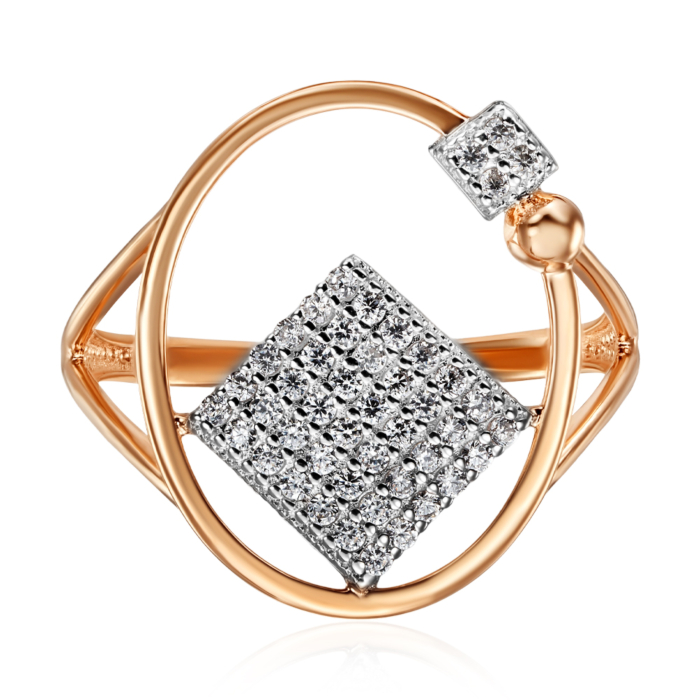 Золота каблучка з фіанітами. Артикул 18649/01/1/1