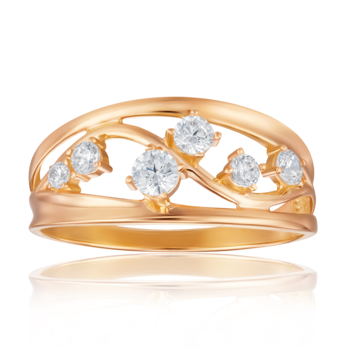 Кольцо из красного золота с фианитами 18668/01/0/4639