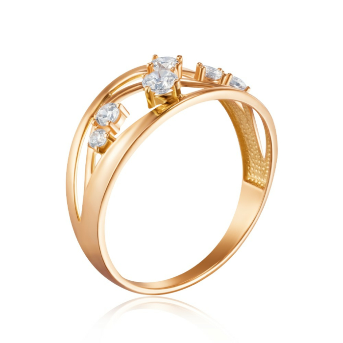 Кольцо из красного золота с фианитами 18668/01/0/4639