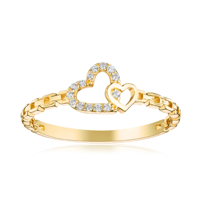 Кольцо из желтого золота «Сердце» с фианитами 18670/03/0/323