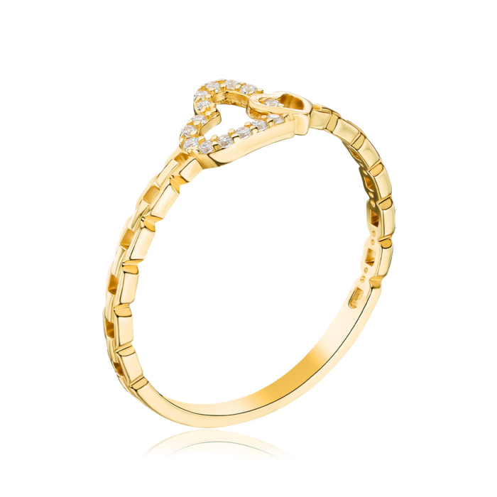 Кольцо из желтого золота «Сердце» с фианитами 18670/03/0/323