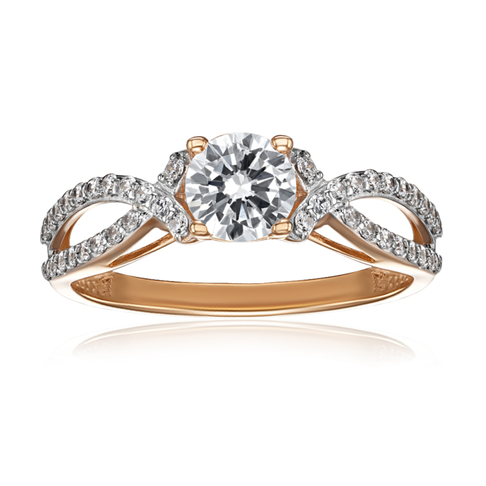 Золота каблучка з фіанітами. Артикул 18685/01/1/15