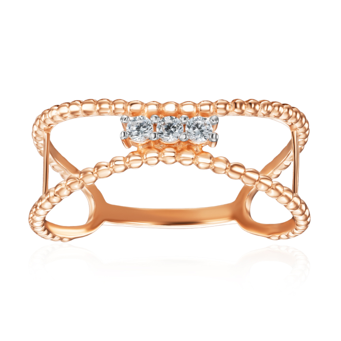 Золотое кольцо с фианитами. Артикул 18700/01/1/17