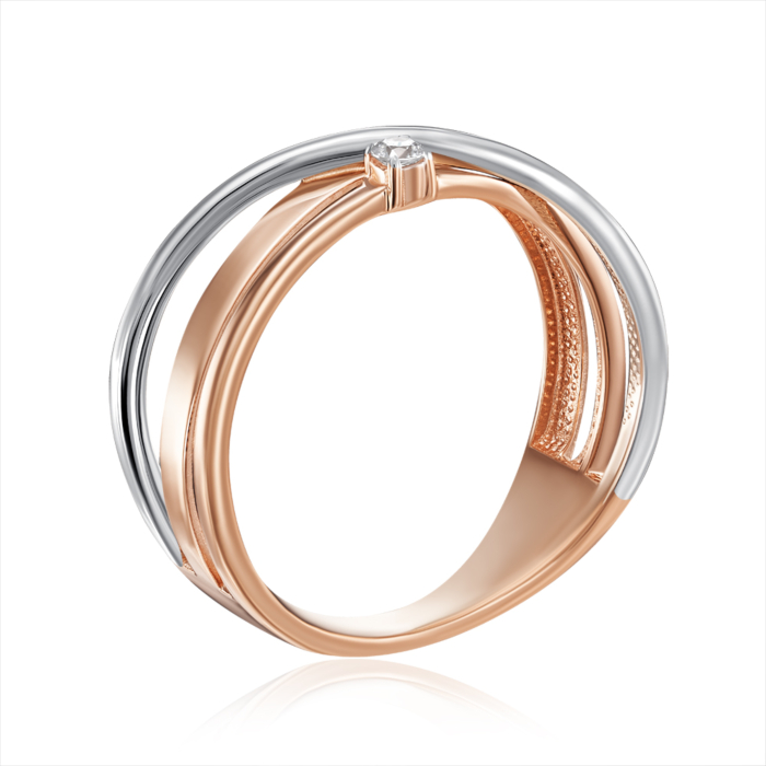 Золотое кольцо с фианитом. Артикул 18716/01/1/17