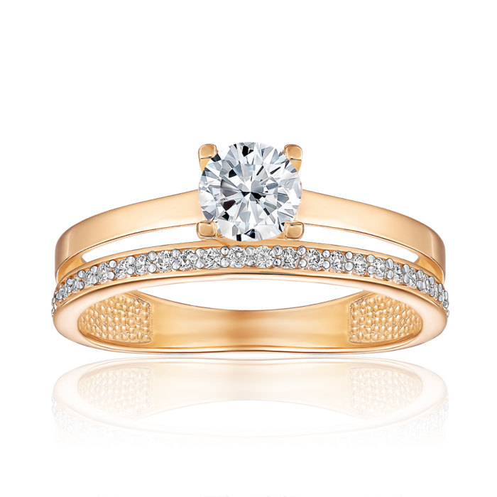 Золота каблучка з фіанітами 18719/01/1/145