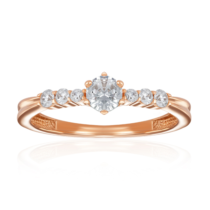 Золотое кольцо с фианитами. Артикул 18729/01/0/138