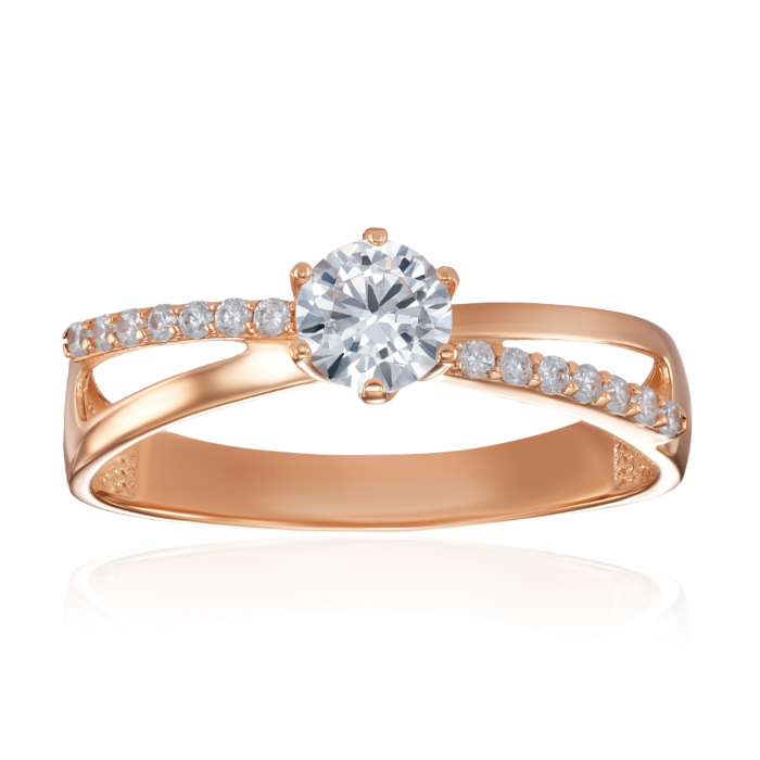 Золота каблучка з фіанітами. Артикул 18730/01/0/16