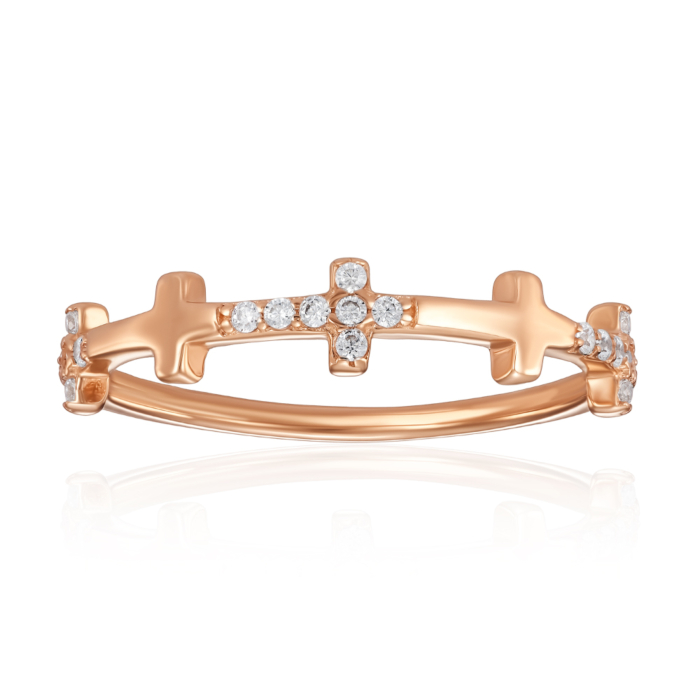 Золота каблучка з фіанітами. Артикул 18740/01/0/1