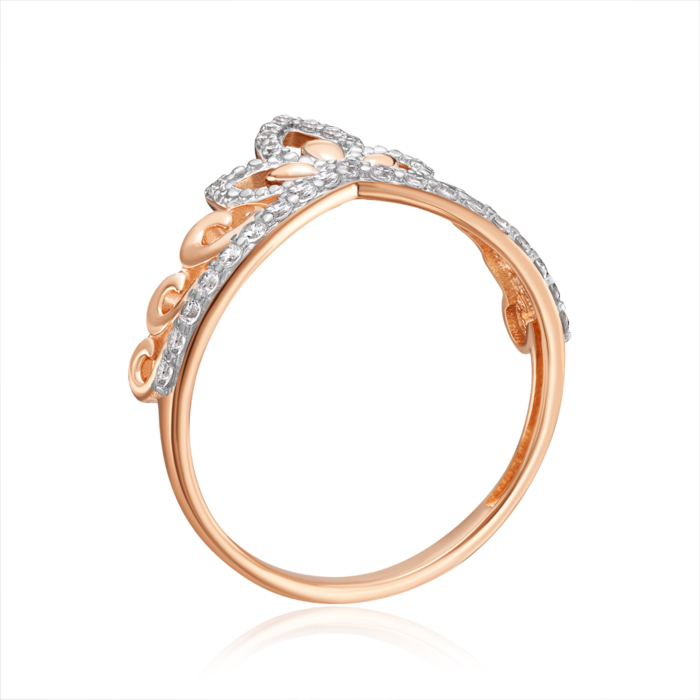 Золота каблучка Корона з фіанітами. Артикул 18760/01/1/36