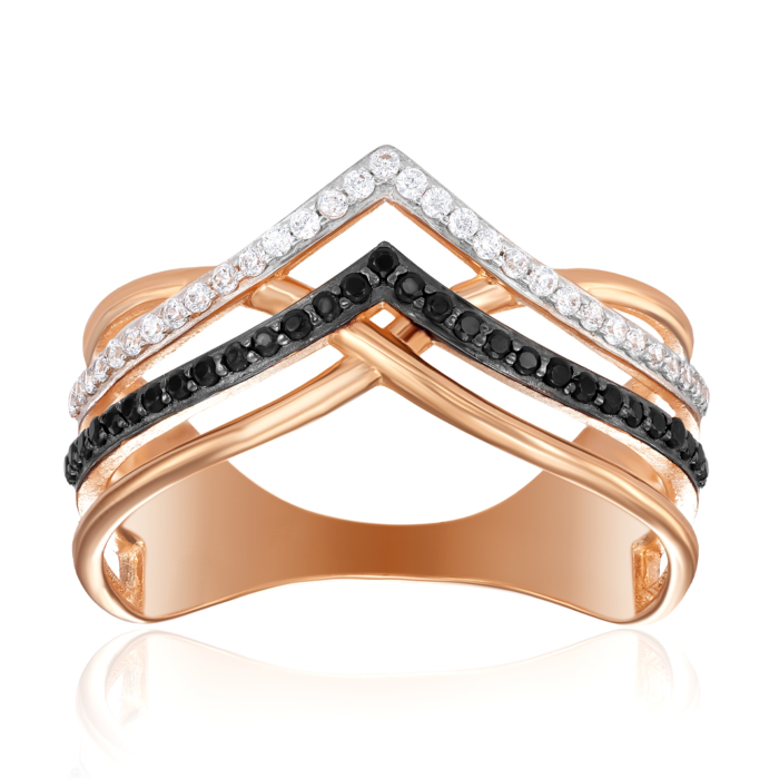 Золотое кольцо с фианитами. Артикул 18764/01/1/7