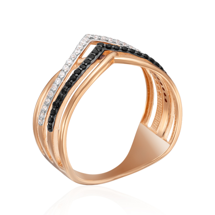 Золотое кольцо с фианитами. Артикул 18764/01/1/7