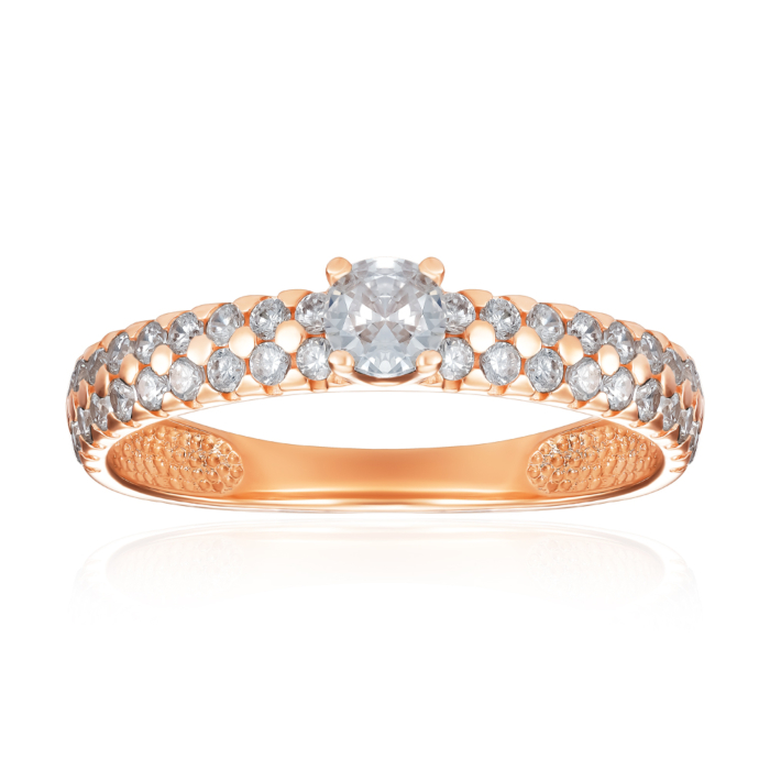 Золота каблучка з фіанітами. Артикул 18769/01/0/140