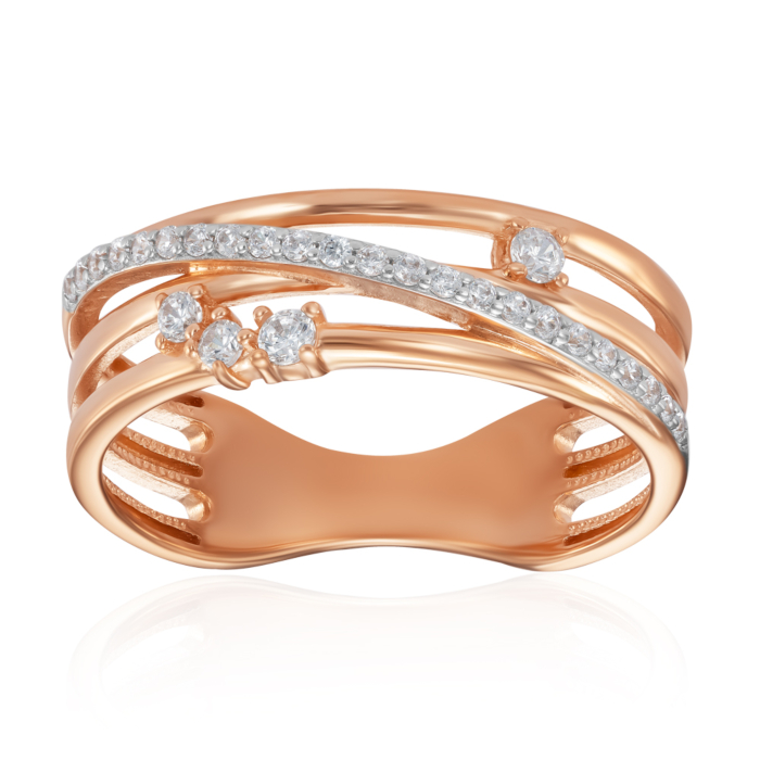 Золота каблучка з фіанітами. Артикул 18774/01/1/657