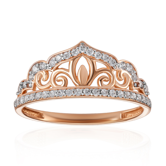 Золотое кольцо Корона с фианитами. Артикул 18790/01/1/36