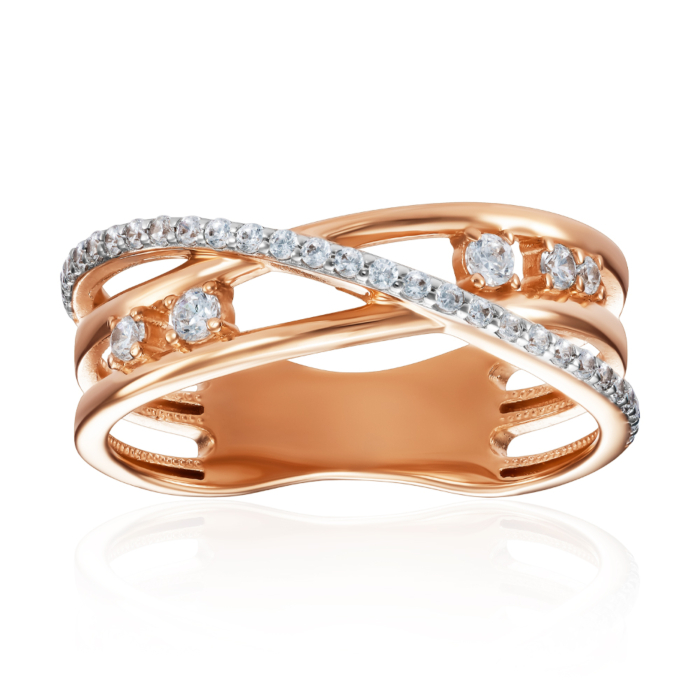 Золота каблучка з фіанітами. Артикул 18791/01/1/117