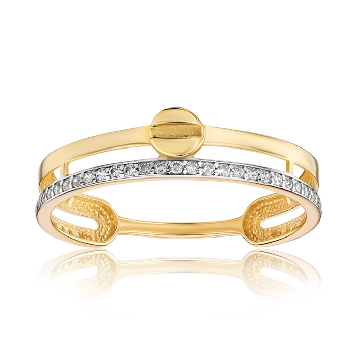 Золота каблучка з фіанітами. Артикул 18814/03/1/1