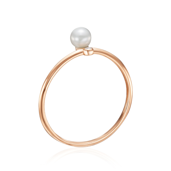 Золотое кольцо с жемчужиной и фианитом. Артикул 18817/01/0/2624
