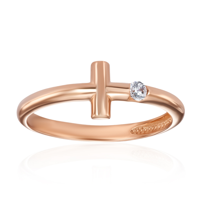 Золотое кольцо с фианитом. Артикул 18830/01/0/52