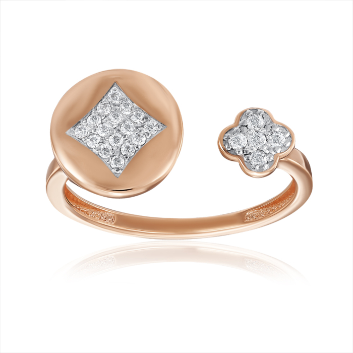 Золота каблучка з фіанітами. Артикул 18832/01/1/36