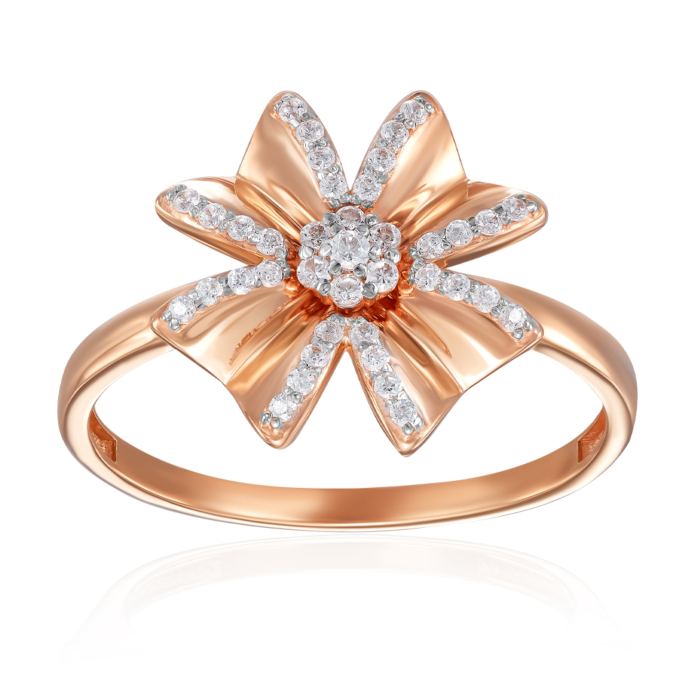 Золота каблучка з фіанітами. Артикул 18866/01/1/75