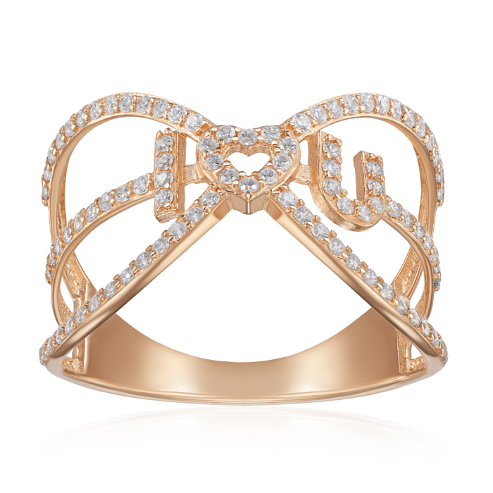 Фаланговое золотое кольцо с фианитами. Артикул 18880/01/0/1