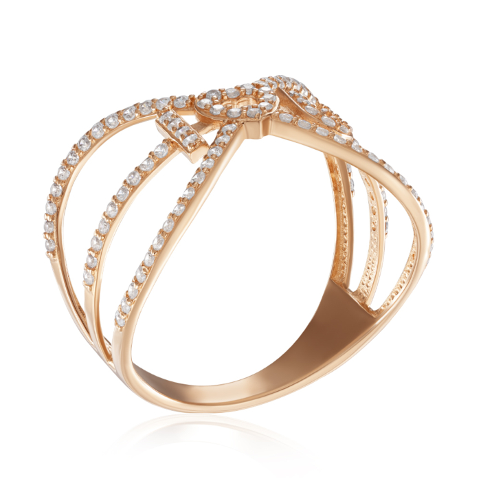 Фаланговое золотое кольцо с фианитами. Артикул 18880/01/0/1