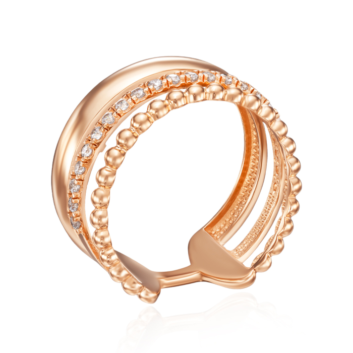 Золота каблучка з фіанітами. Артикул 18883/01/0/13