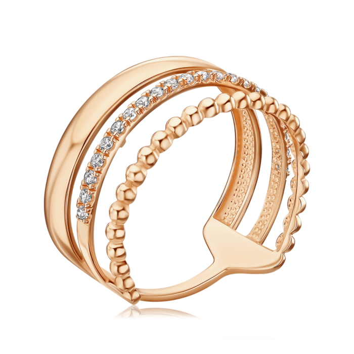 Золотое кольцо с фианитами. Артикул 18883/08/0/13