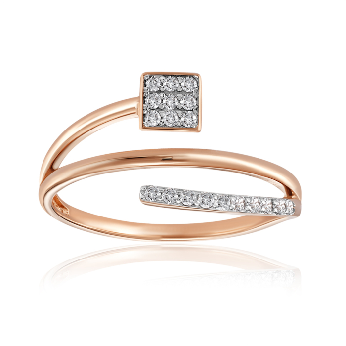 Золотое кольцо с фианитами. Артикул 18896/01/1/13