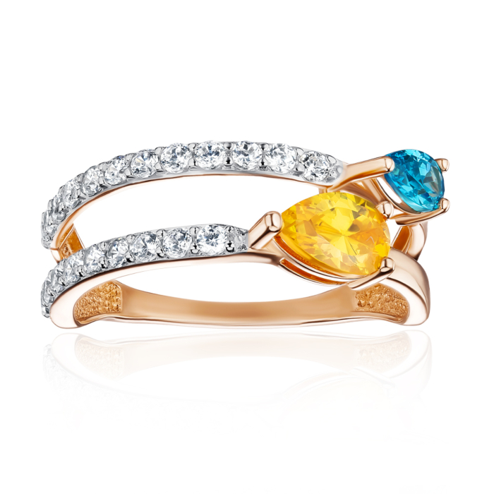 Золота каблучка з фіанітами. Артикул 18915/01/1/4959