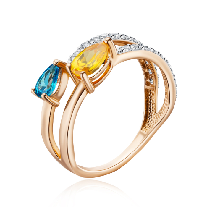 Золота каблучка з фіанітами. Артикул 18915/01/1/4959