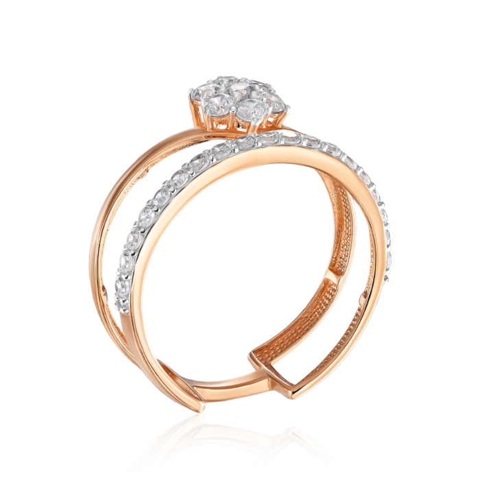 Золота каблучка з фіанітами. Артикул 18917/01/1/44