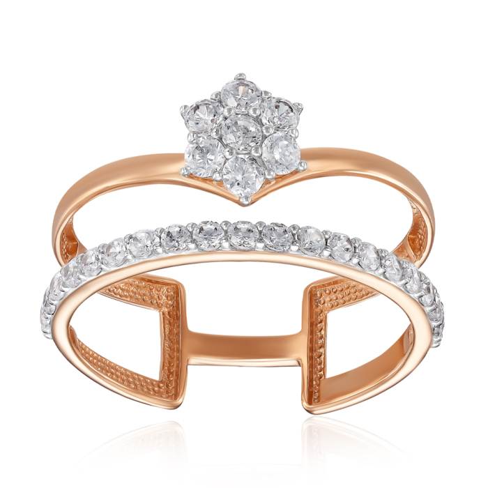 Золота каблучка з фіанітами. Артикул 18917/01/1/44