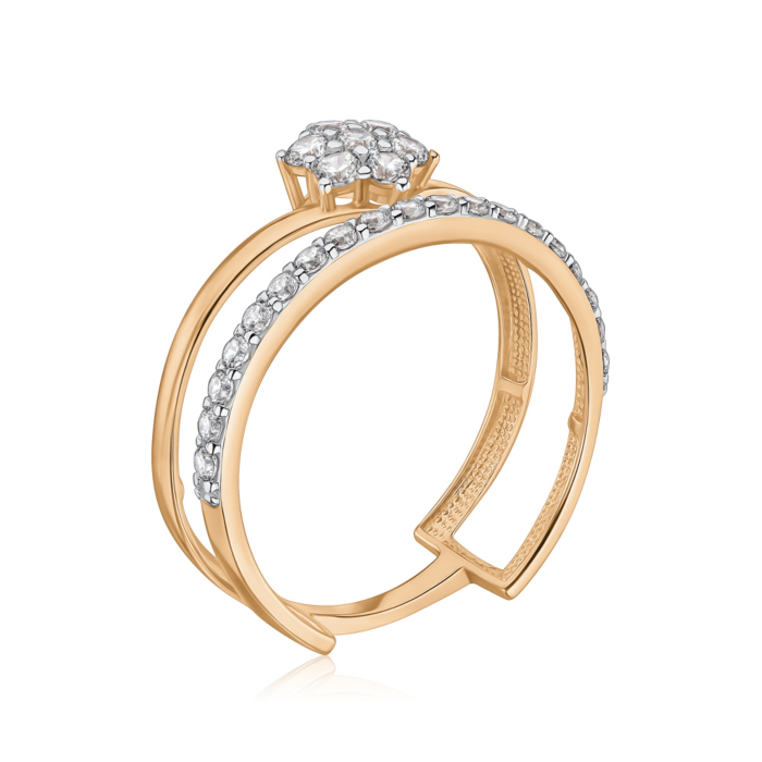 Кольцо из красного золота с фианитами 18917/08/1/44