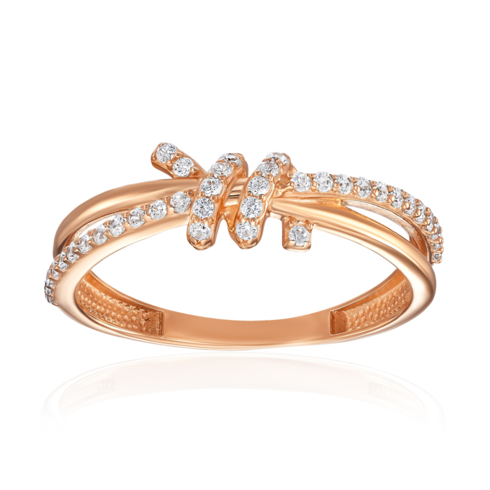 Золота каблучка з фіанітами. Артикул 18928/01/0/1