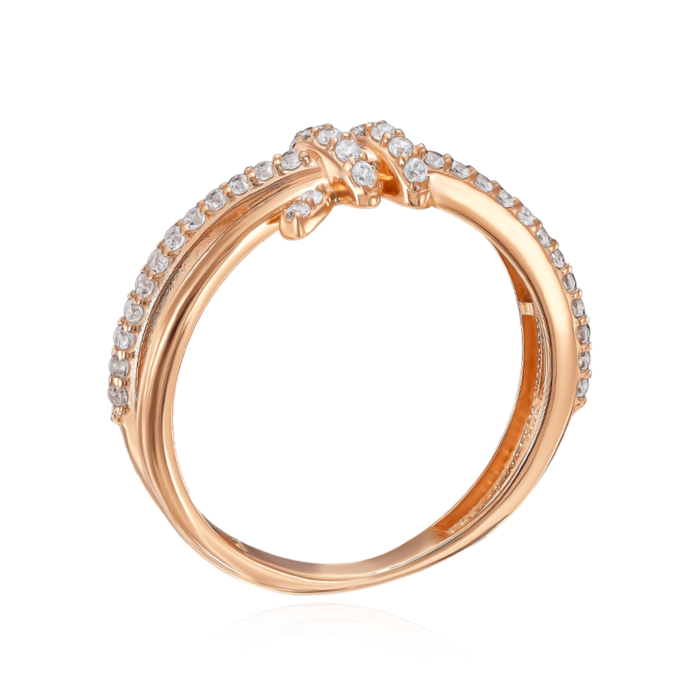 Золота каблучка з фіанітами. Артикул 18928/01/0/1