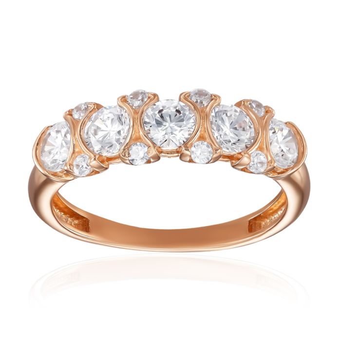 Золотое кольцо с фианитами. Артикул 18931/01/0/677