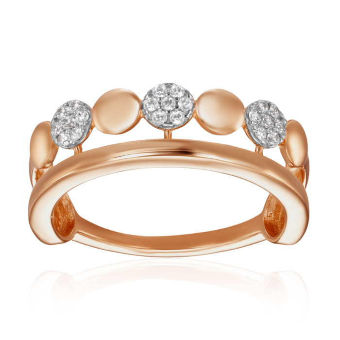 Золота каблучка з фіанітами. Артикул 18934/01/1/1