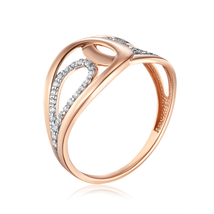 Золотое кольцо с фианитами. Артикул 18949/01/1/1