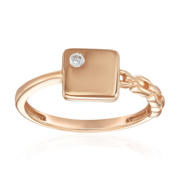 Золотое кольцо с фианитом. Артикул 18956/01/0/17