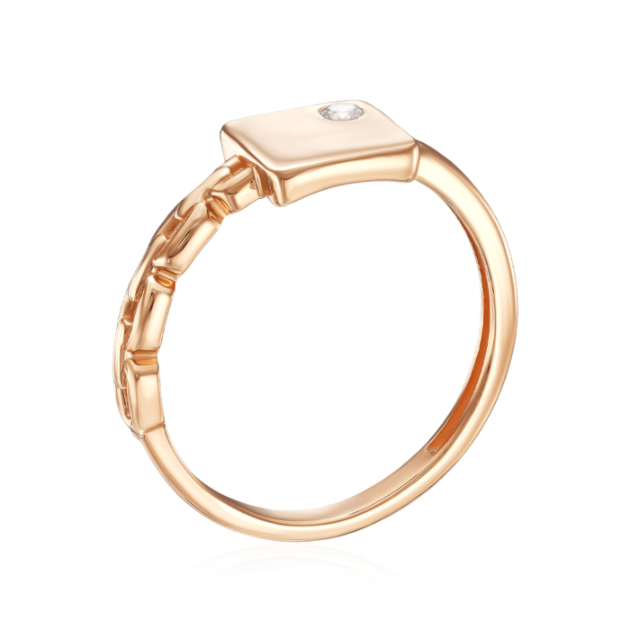 Золотое кольцо с фианитом. Артикул 18956/01/0/17