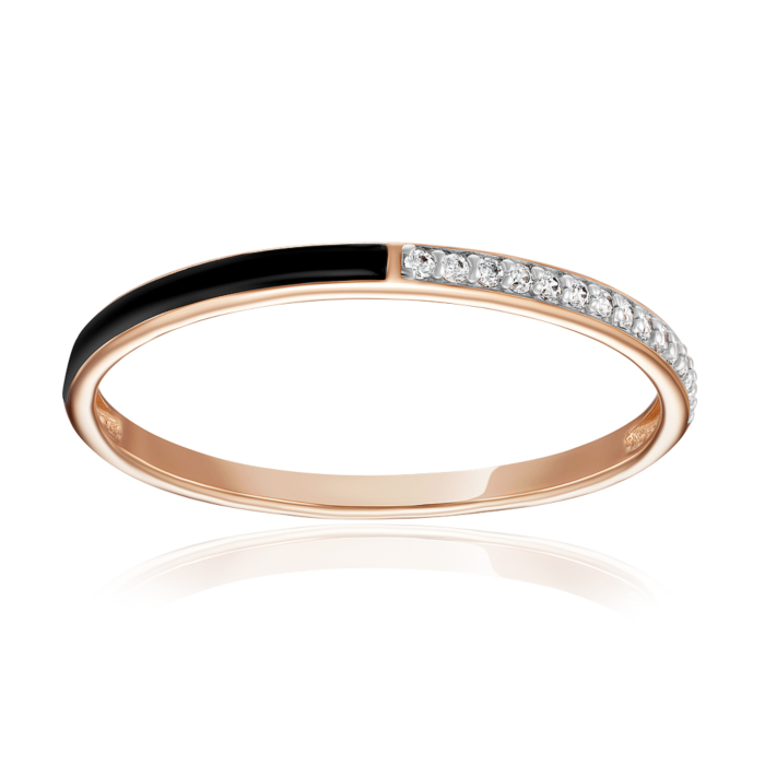 Золотое кольцо с эмалью и фианитами. Артикул 18963/01/1/627