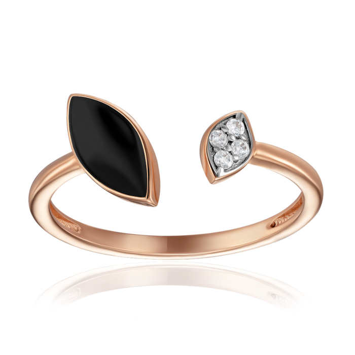 Золотое кольцо с фианитами и эмалью. Артикул 18973/01/1/712